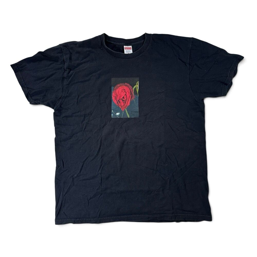 Supreme Rose Photo T-Shirt XL Black Made in USA Araki for Supreme XL